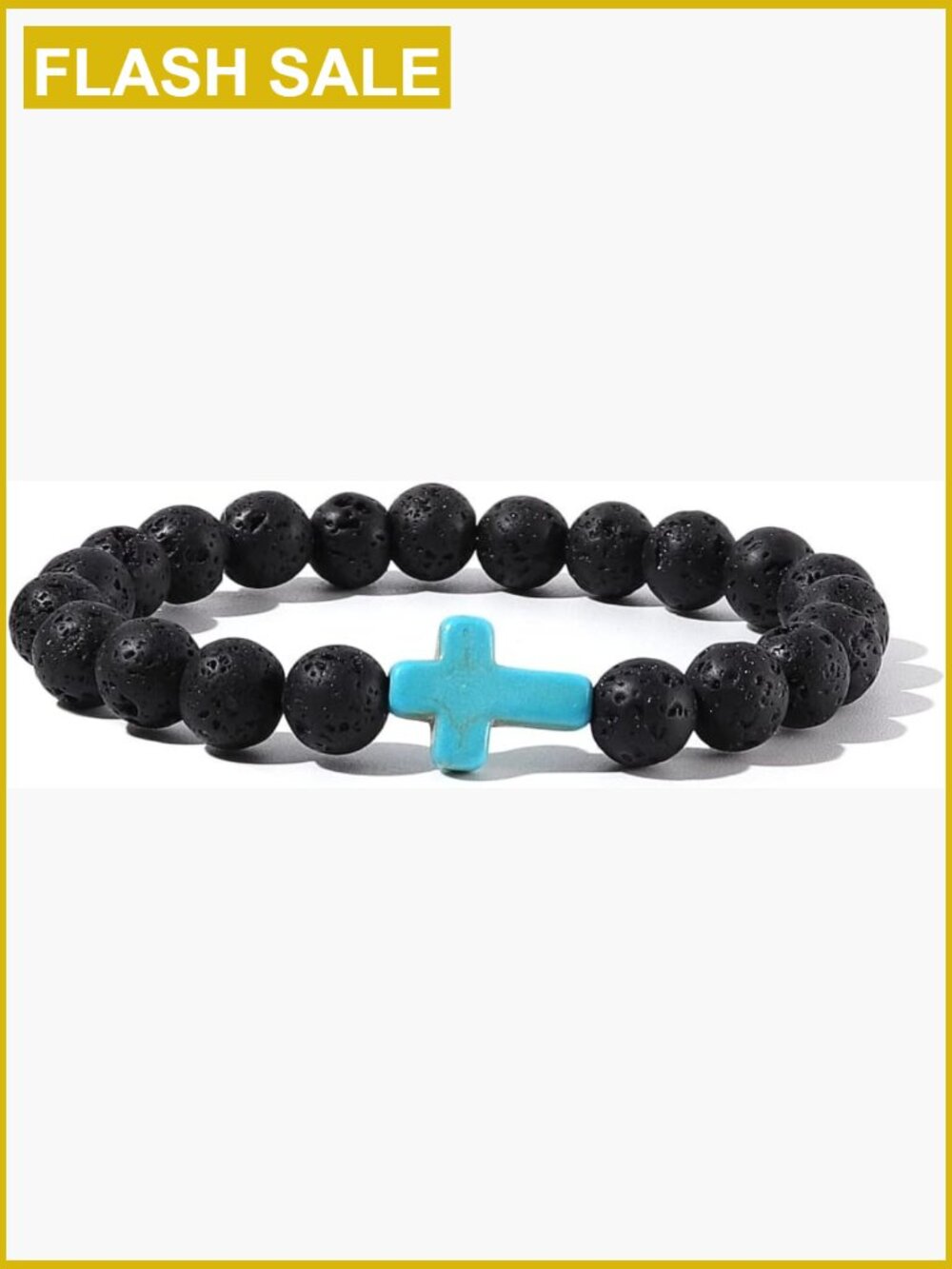 8mm Lava Stone Stretch Bracelet Religious Bangle for Men Women